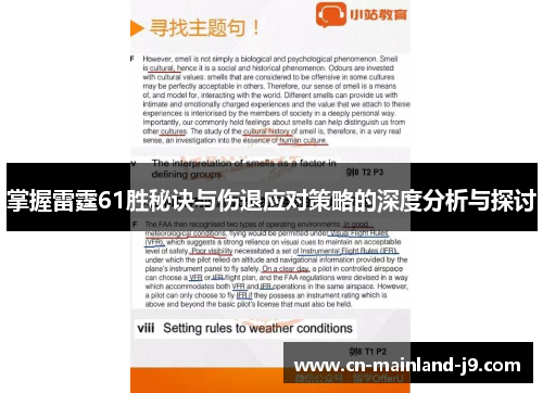 掌握雷霆61胜秘诀与伤退应对策略的深度分析与探讨